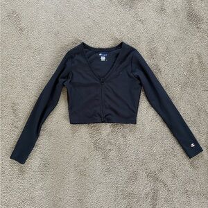 Champion Black Ribbed Long Sleeve Top